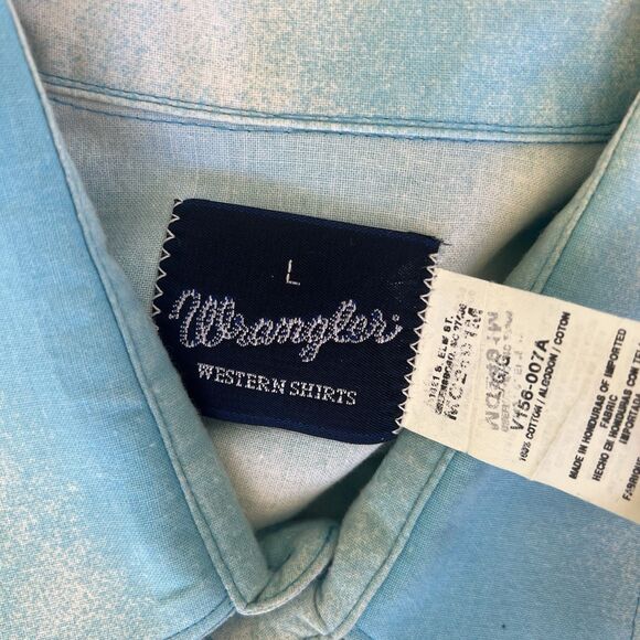 Wrangler Brushpopper Vintage Pearl Snap Shirt Cowboy Blue Sky Graphic Large - Picture 3 of 6